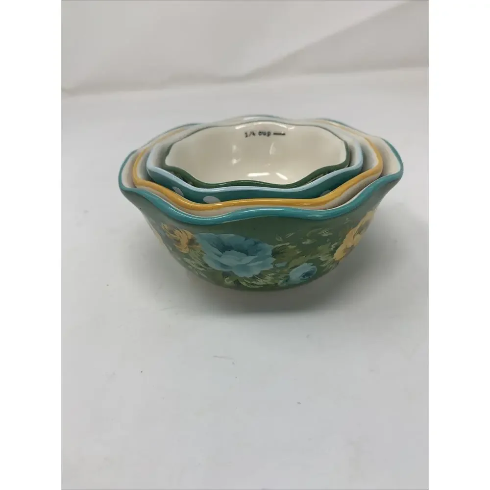 Vintage The Pioneer Woman Speckle Frontier Rose Shadow Measuring Bowls Set of 4 - Picture 8 of 8